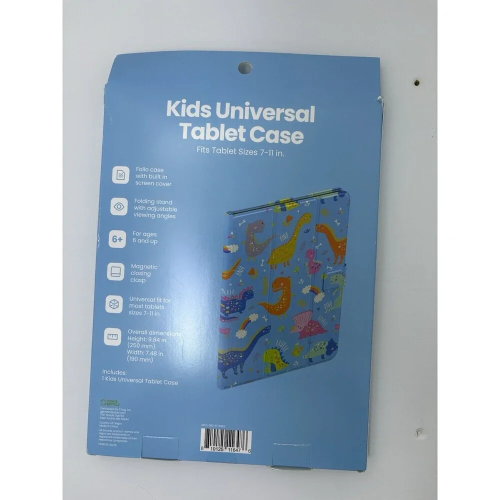 Kids Dinosaur Folding Folio Tablet Case, Magnetic Stand, Fits 7-11 in Tablets